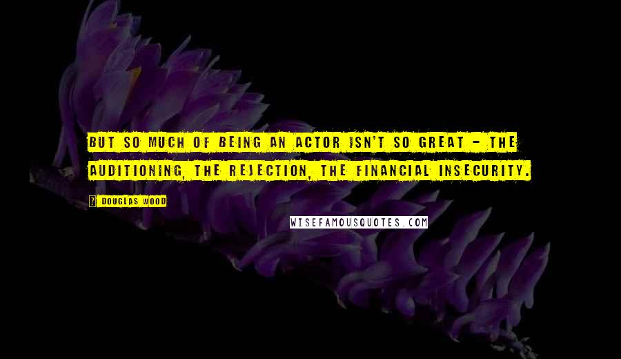 Douglas Wood Quotes: But so much of being an actor isn't so great - the auditioning, the rejection, the financial insecurity.