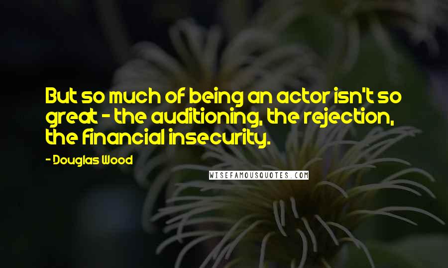 Douglas Wood Quotes: But so much of being an actor isn't so great - the auditioning, the rejection, the financial insecurity.