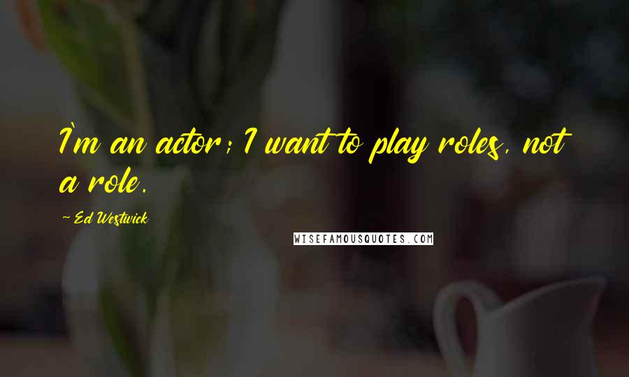 Ed Westwick Quotes: I'm an actor; I want to play roles, not a role.