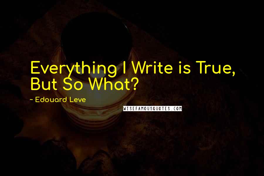 Edouard Leve Quotes: Everything I Write is True, But So What?