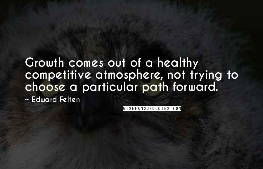 Edward Felten Quotes: Growth comes out of a healthy competitive atmosphere, not trying to choose a particular path forward.