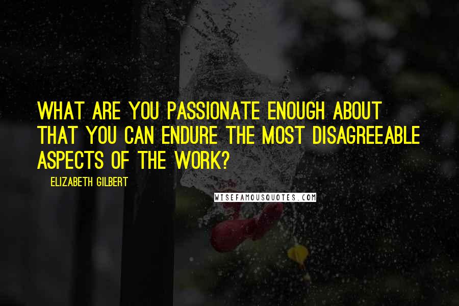 Elizabeth Gilbert Quotes: What are you passionate enough about that you can endure the most disagreeable aspects of the work?