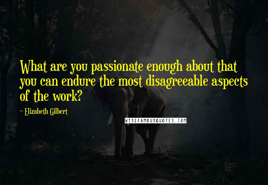 Elizabeth Gilbert Quotes: What are you passionate enough about that you can endure the most disagreeable aspects of the work?