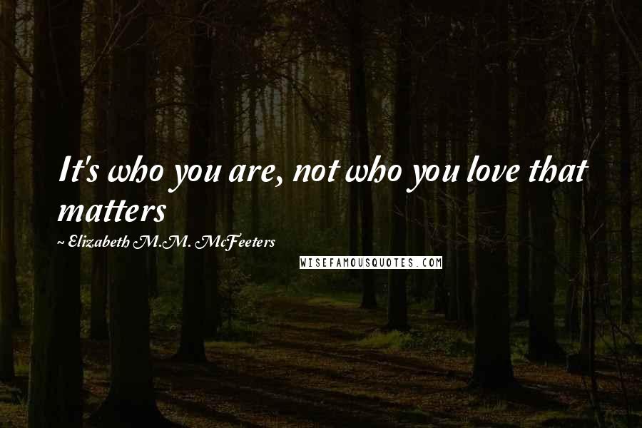 Elizabeth M.M. McFeeters Quotes: It's who you are, not who you love that matters