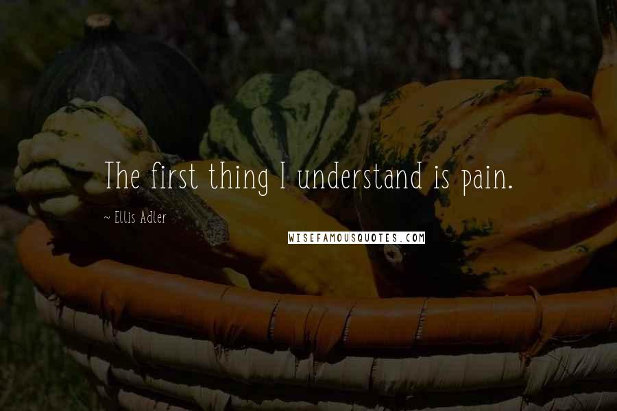 Ellis Adler Quotes: The first thing I understand is pain.