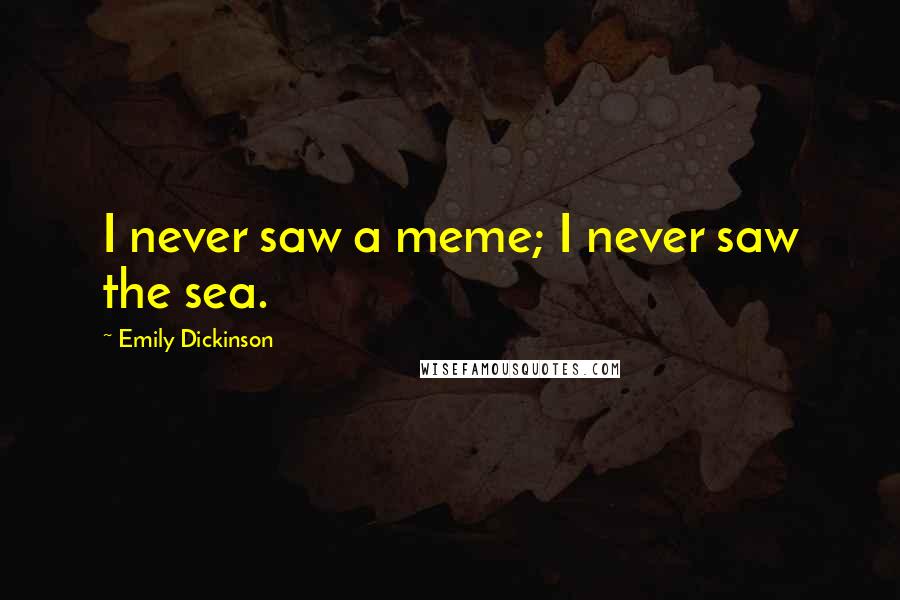 Emily Dickinson Quotes: I never saw a meme; I never saw the sea.