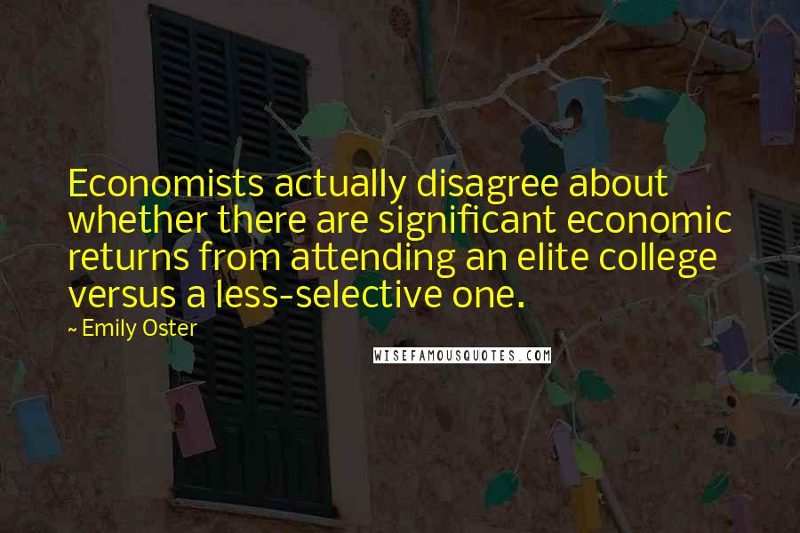 Emily Oster Quotes: Economists actually disagree about whether there are significant economic returns from attending an elite college versus a less-selective one.