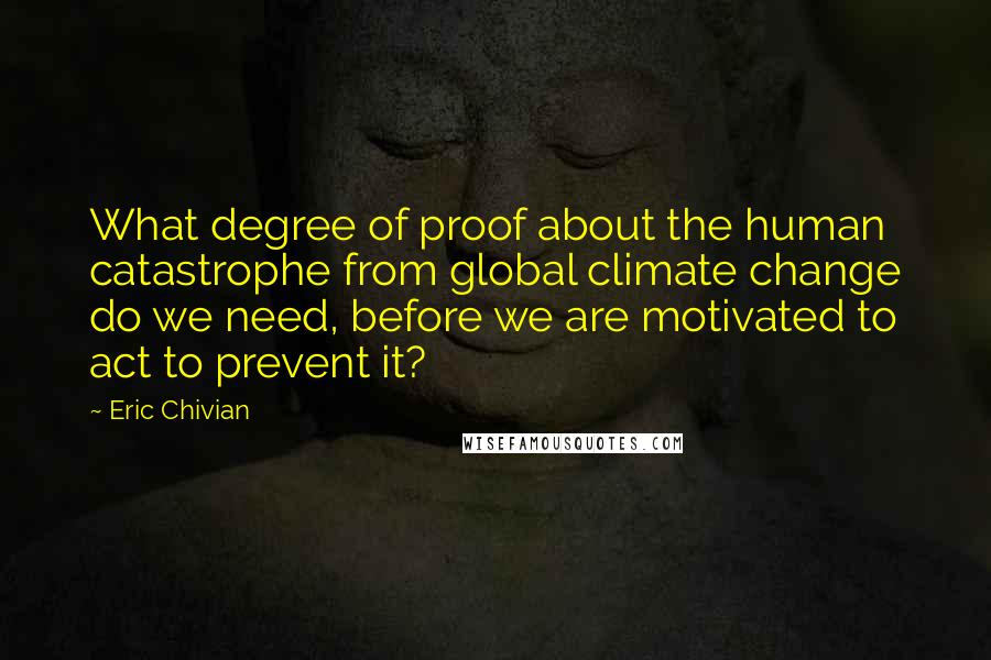 Eric Chivian Quotes: What degree of proof about the human catastrophe from global climate change do we need, before we are motivated to act to prevent it?