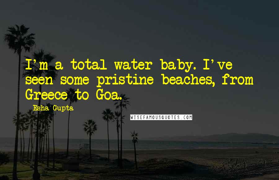 Esha Gupta Quotes: I'm a total water-baby. I've seen some pristine beaches, from Greece to Goa.