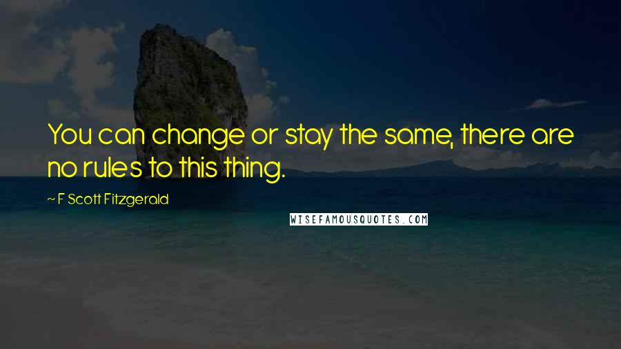 F Scott Fitzgerald Quotes: You can change or stay the same, there are no rules to this thing.