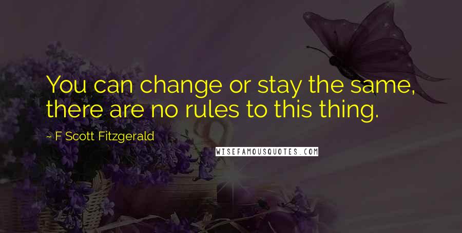 F Scott Fitzgerald Quotes: You can change or stay the same, there are no rules to this thing.