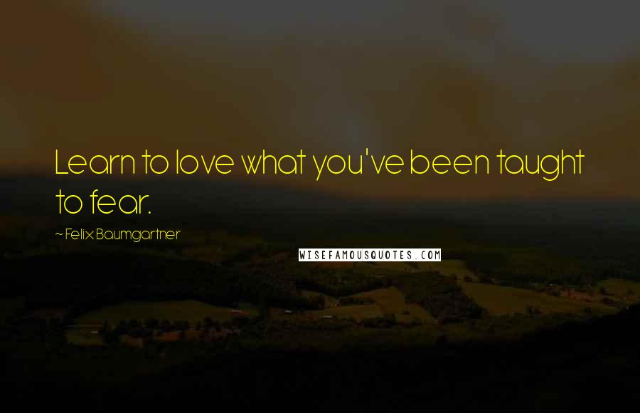 Felix Baumgartner Quotes: Learn to love what you've been taught to fear.