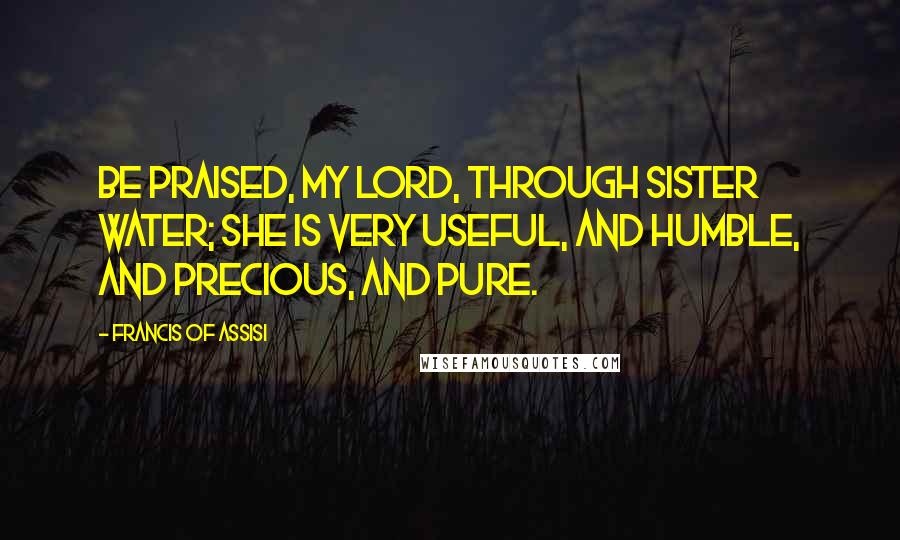 Francis Of Assisi Quotes: Be praised, My Lord, through Sister Water; she is very useful, and humble, and precious, and pure.