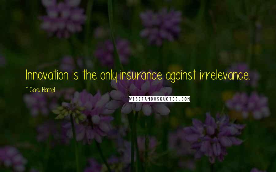 Gary Hamel Quotes: Innovation is the only insurance against irrelevance.