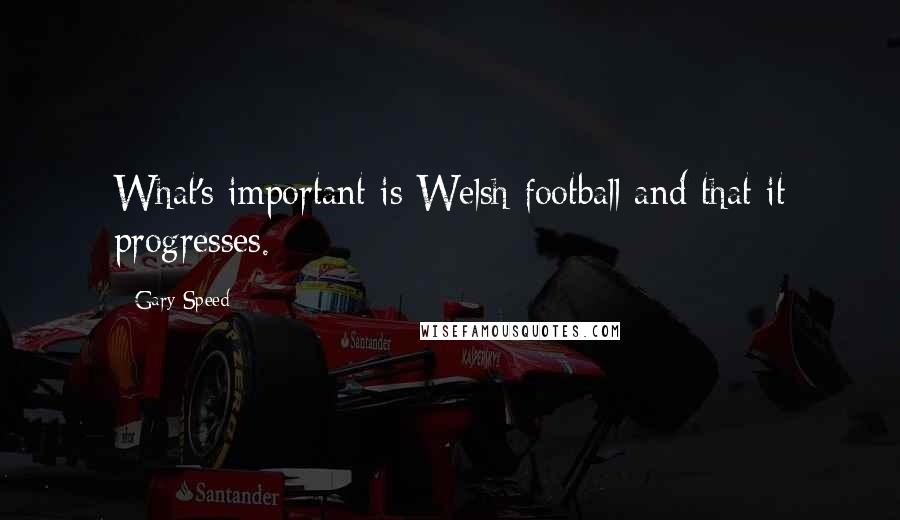 Gary Speed Quotes: What's important is Welsh football and that it progresses.