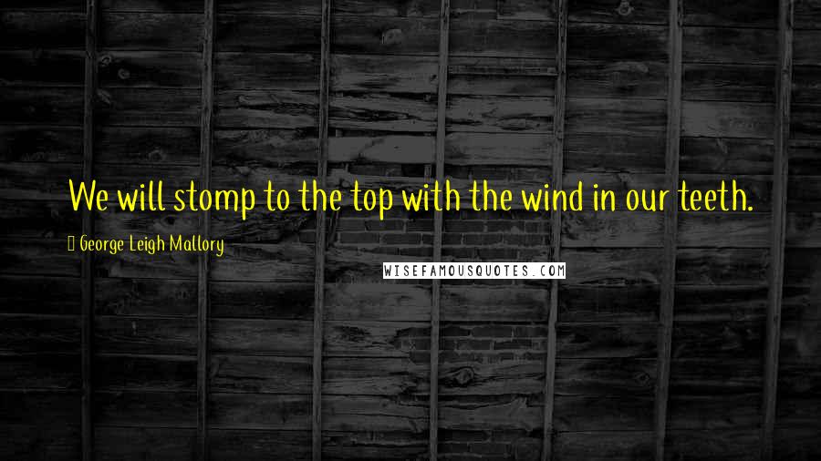 George Leigh Mallory Quotes: We will stomp to the top with the wind in our teeth.