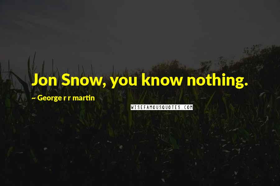 George R R Martin Quotes: Jon Snow, you know nothing.