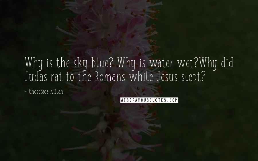 Ghostface Killah Quotes: Why is the sky blue? Why is water wet?Why did Judas rat to the Romans while Jesus slept?