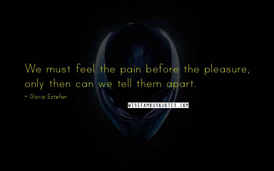 Gloria Estefan Quotes: We must feel the pain before the pleasure, only then can we tell them apart.