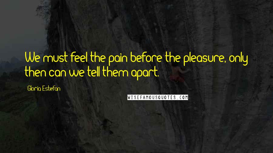 Gloria Estefan Quotes: We must feel the pain before the pleasure, only then can we tell them apart.