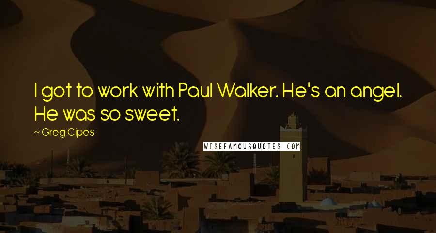 Greg Cipes Quotes: I got to work with Paul Walker. He's an angel. He was so sweet.