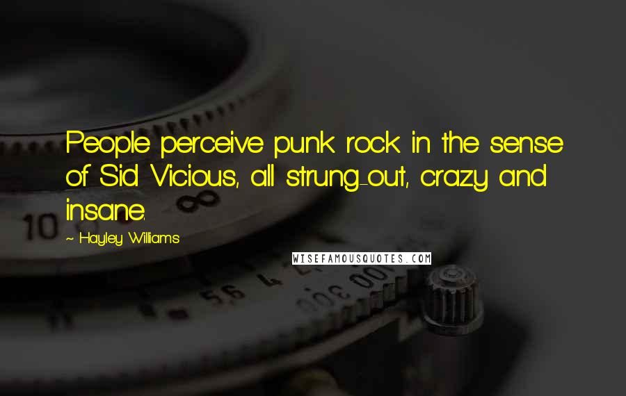 Hayley Williams Quotes: People perceive punk rock in the sense of Sid Vicious, all strung-out, crazy and insane.