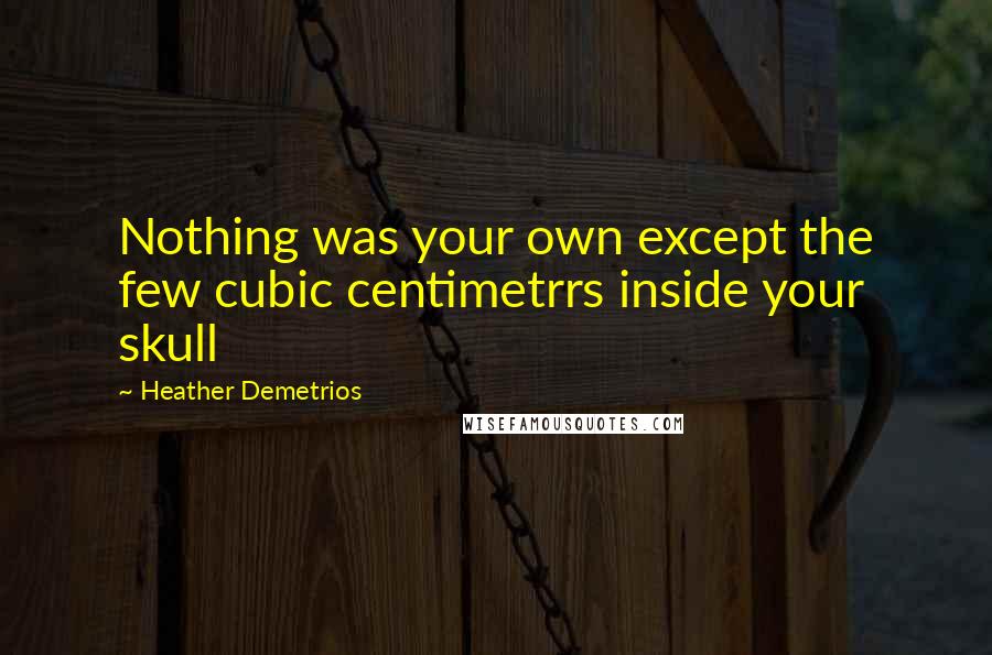 Heather Demetrios Quotes: Nothing was your own except the few cubic centimetrrs inside your skull