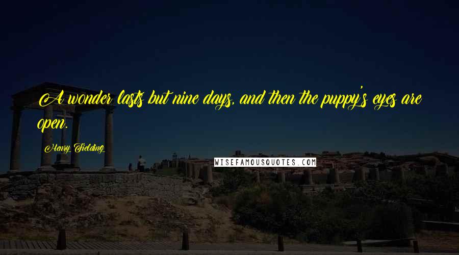 Henry Fielding Quotes: A wonder lasts but nine days, and then the puppy's eyes are open.