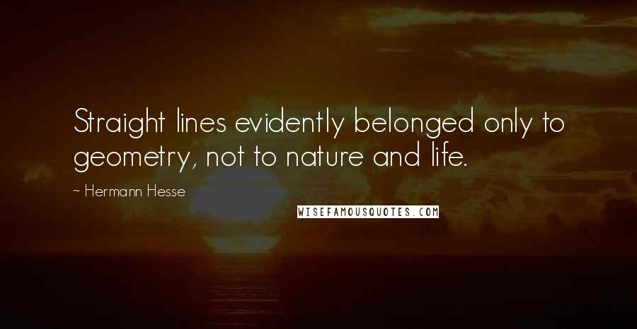 Hermann Hesse Quotes: Straight lines evidently belonged only to geometry, not to nature and life.