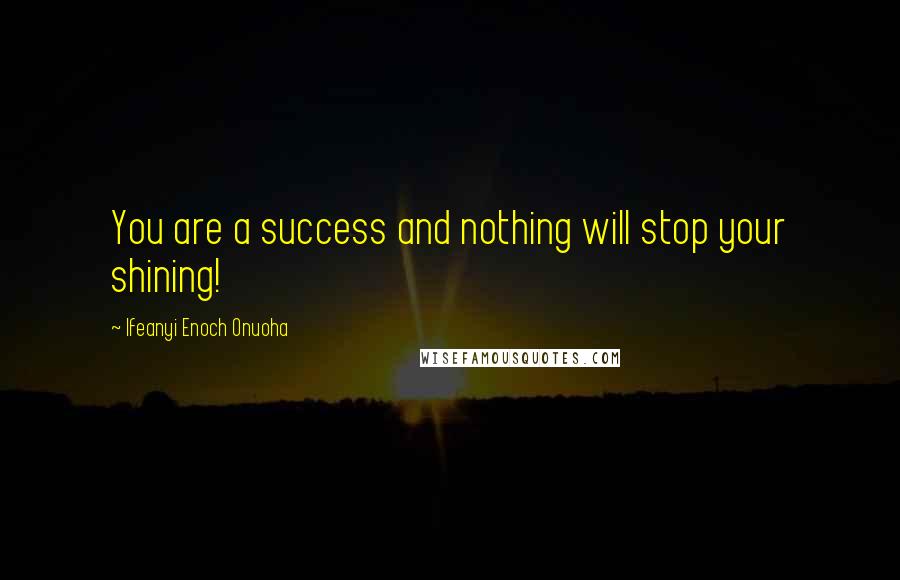 Ifeanyi Enoch Onuoha Quotes: You are a success and nothing will stop your shining!