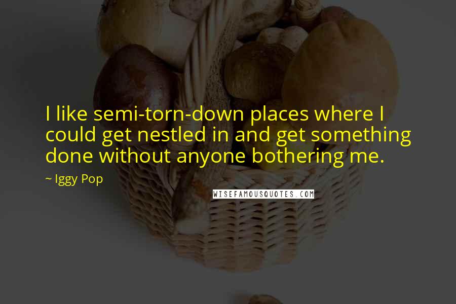 Iggy Pop Quotes: I like semi-torn-down places where I could get nestled in and get something done without anyone bothering me.