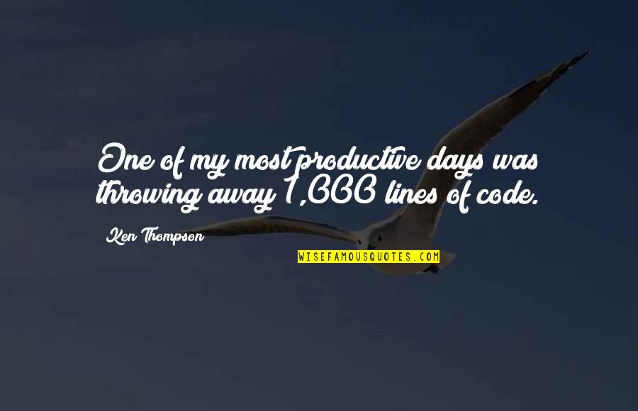 1-Nov Quotes By Ken Thompson: One of my most productive days was throwing