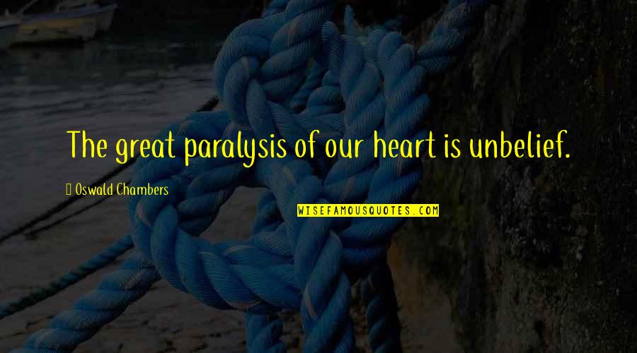 15074 Quotes By Oswald Chambers: The great paralysis of our heart is unbelief.
