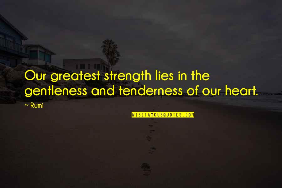 33 Ridiculously Hilarious Schmidt Quotes By Rumi: Our greatest strength lies in the gentleness and