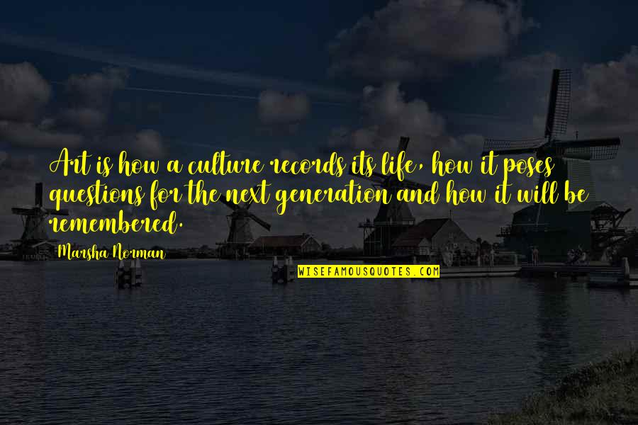 5 Generations Quotes By Marsha Norman: Art is how a culture records its life,