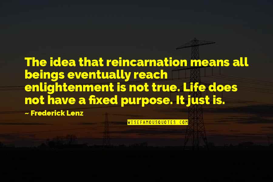 A Fixed Idea Quotes By Frederick Lenz: The idea that reincarnation means all beings eventually