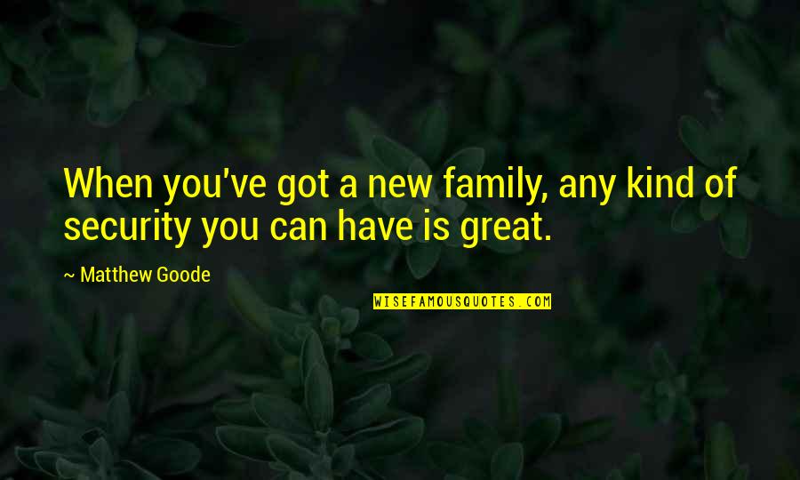 A Great Family Quotes By Matthew Goode: When you've got a new family, any kind