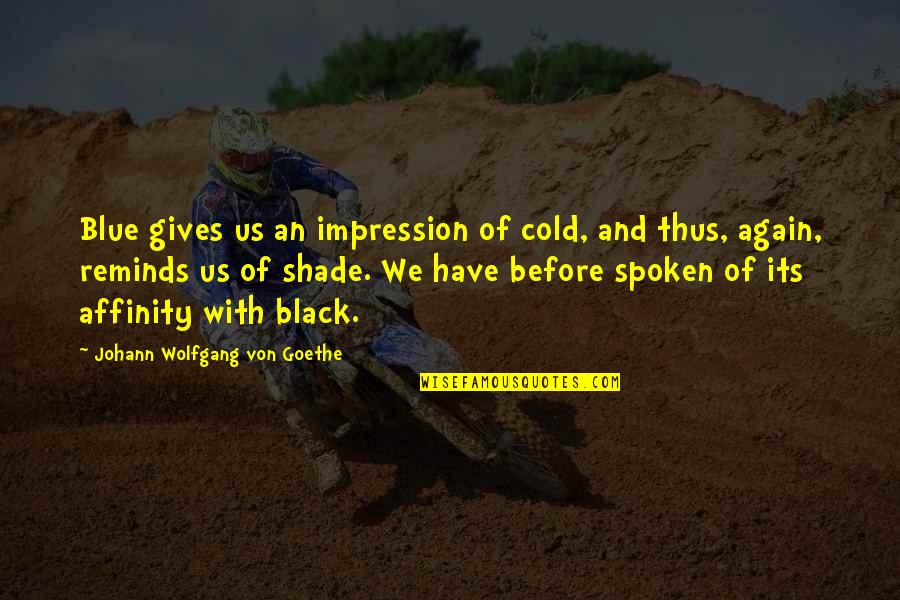 A Horse Passing Away Quotes By Johann Wolfgang Von Goethe: Blue gives us an impression of cold, and