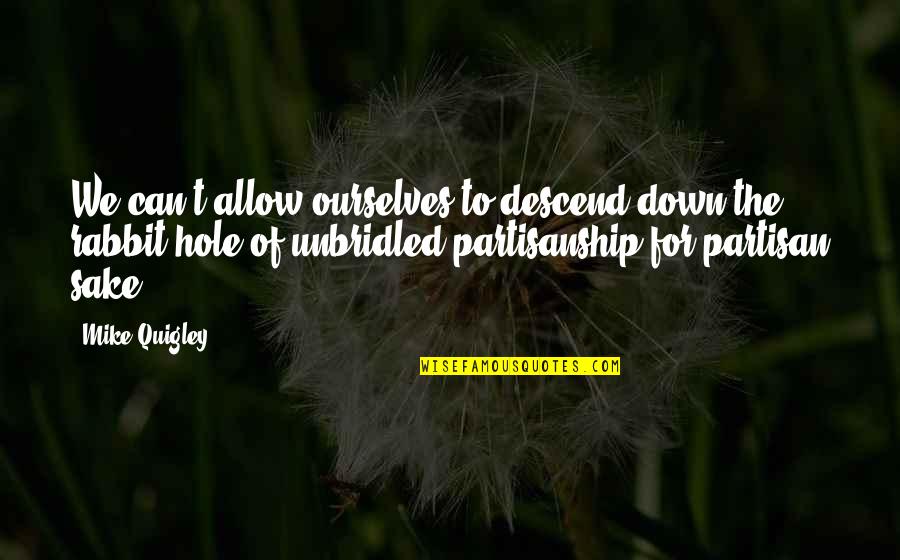 A Rabbit Hole Quotes By Mike Quigley: We can't allow ourselves to descend down the