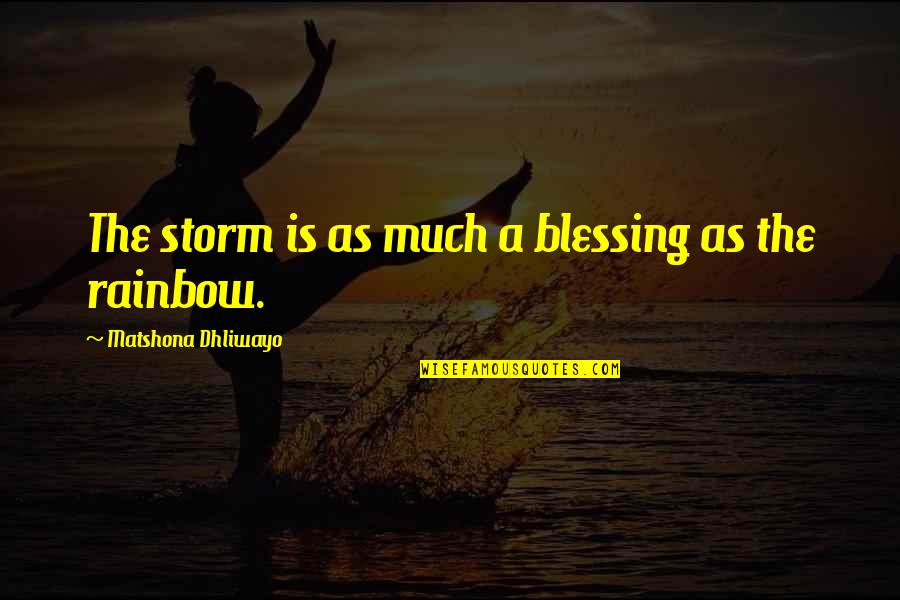A Rainbow Quotes By Matshona Dhliwayo: The storm is as much a blessing as