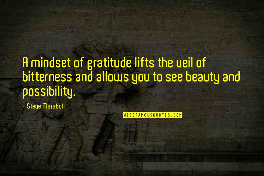 A Veil Quotes By Steve Maraboli: A mindset of gratitude lifts the veil of