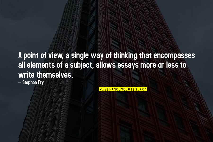 A Way Of Thinking Quotes By Stephen Fry: A point of view, a single way of