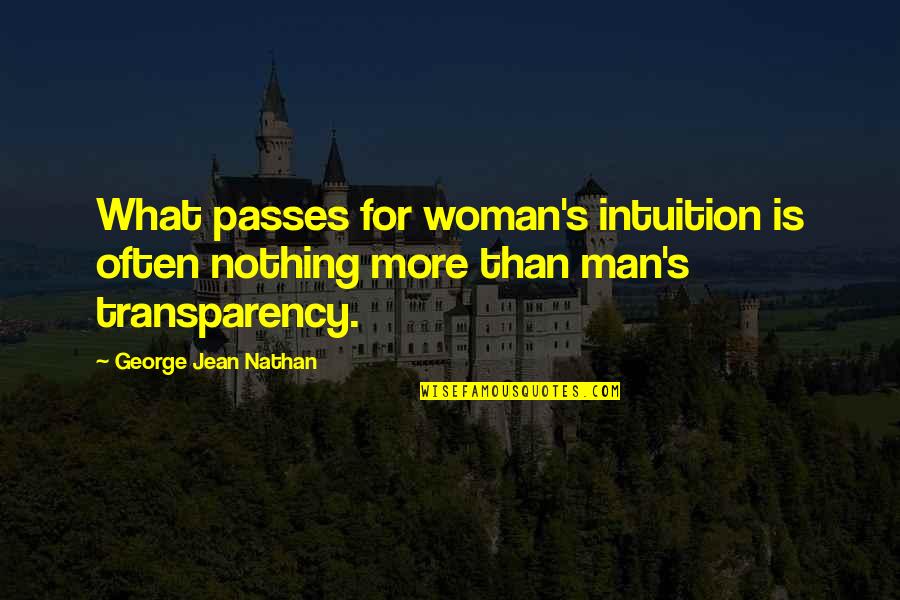 A Woman's Intuition Quotes By George Jean Nathan: What passes for woman's intuition is often nothing