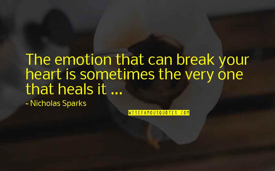 Abandoned Friends Quotes By Nicholas Sparks: The emotion that can break your heart is