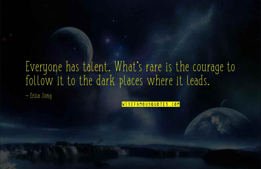 Abenaki Water Quotes By Erica Jong: Everyone has talent. What's rare is the courage