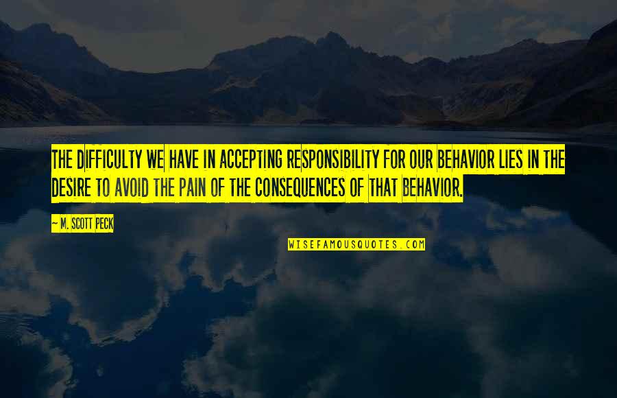 Accepting Lies Quotes By M. Scott Peck: The difficulty we have in accepting responsibility for