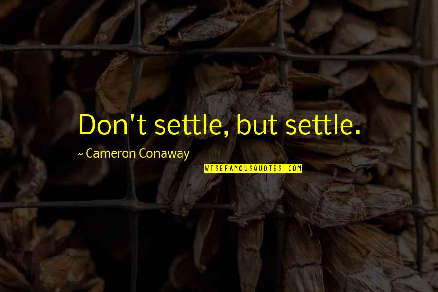 Acer Tablet Quotes By Cameron Conaway: Don't settle, but settle.