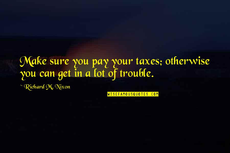 Achieving Things On Your Own Quotes By Richard M. Nixon: Make sure you pay your taxes; otherwise you