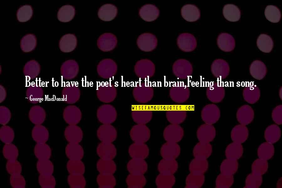 Adaptiveness Behavior Quotes By George MacDonald: Better to have the poet's heart than brain,Feeling