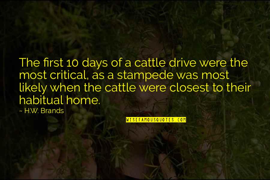 Addiction To Quotes By H.W. Brands: The first 10 days of a cattle drive